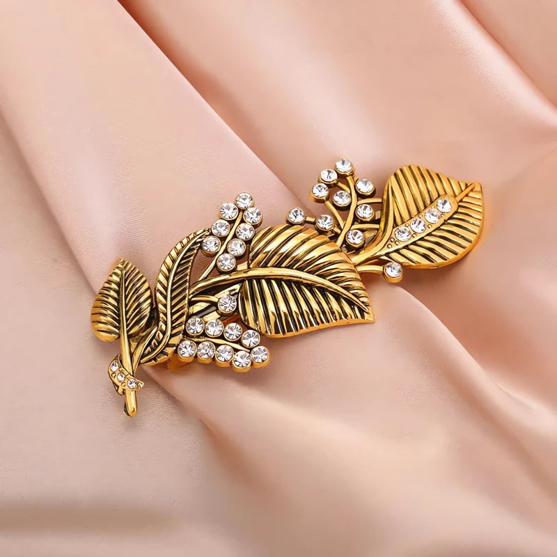 Barrette Cheveux Feuille Dorée 2