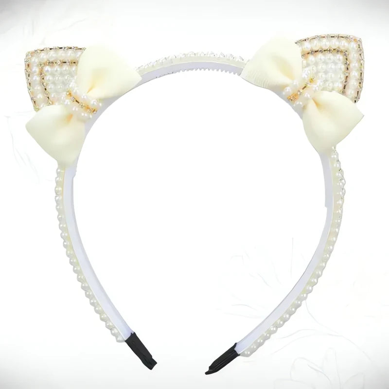 Serre-Tête Oreille De Chat Perle Blanc