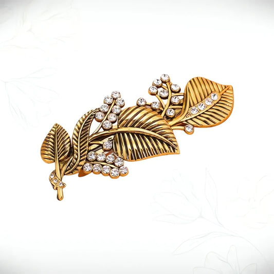 Barrette Cheveux Feuille Dorée Reflet De Nature