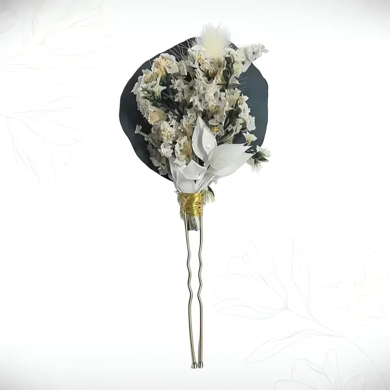 Barrette Cheveux Fleurs Séchées Rosée Matinale