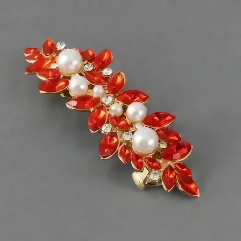 Barrette Perles Cheveux Rouge 3