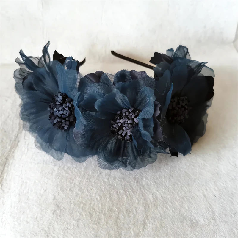 Serre-Tête Fleur Bleu 2