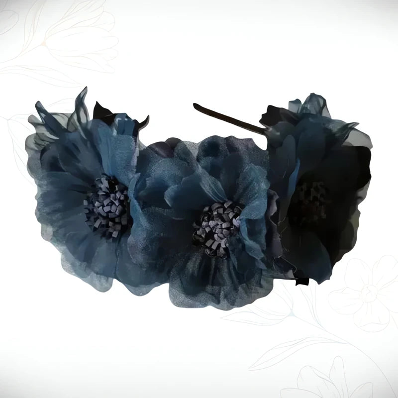 Serre-Tête Fleur Bleu Bleu Foncé
