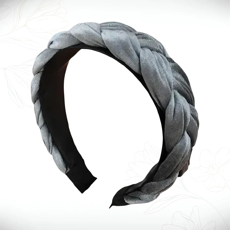 Serre-Tête Tressé Velours Gris