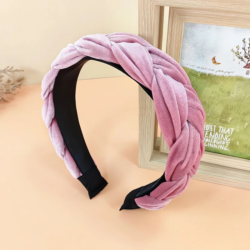 Serre-Tête Velours Rose 2